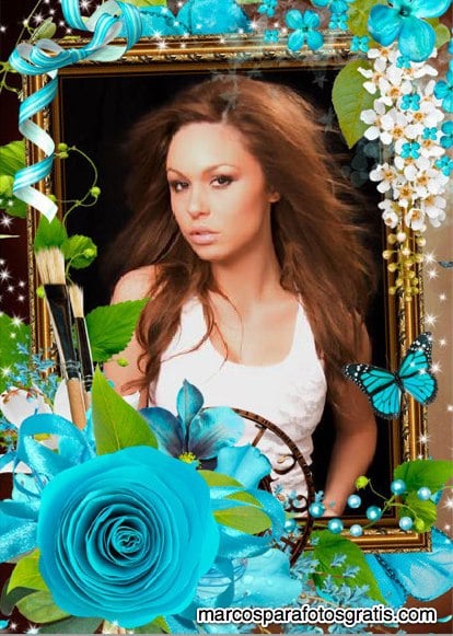 marcos para fotos con mariposas y flores azules