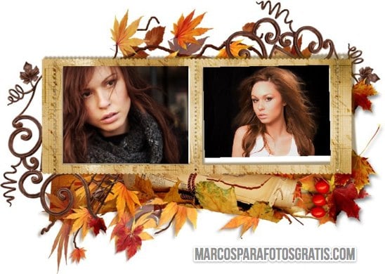 marcos de otoño para dos fotos