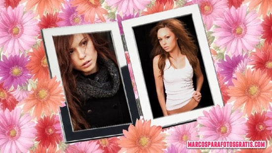 marco de flores para dos fotos