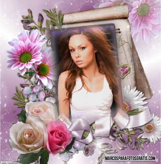 marcos para fotos con flores y pergamino