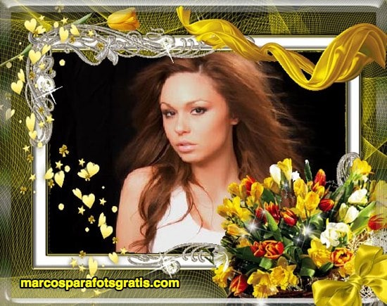 marco amarillo con flores