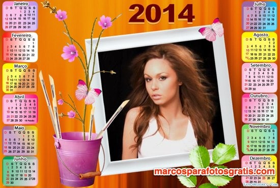 marco de calendario 2014 con flores