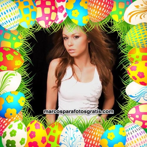 Marco de fotos de Pascuas con muchos huevos de Pascua