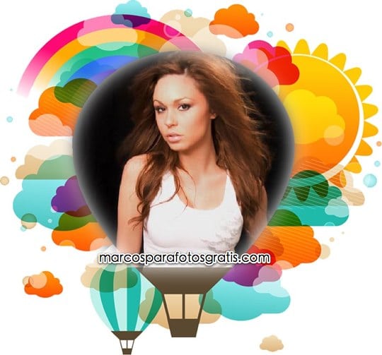 Bonito marco de fotos con globo aerostático